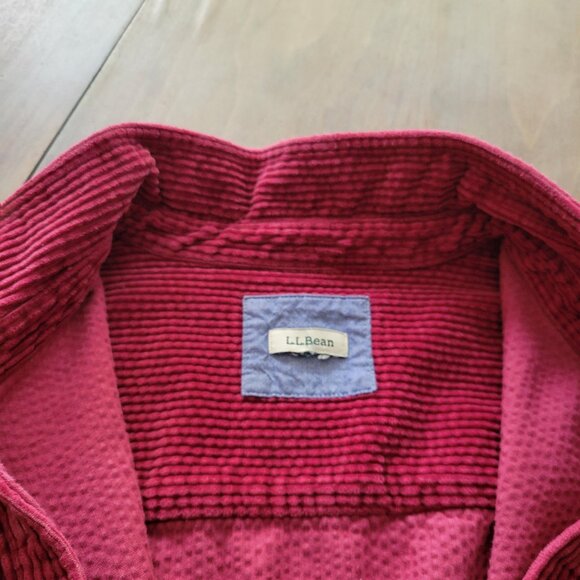 LL Bean Pink Corduroy Shirt Jacket Women’s Large Wide Wale Shacket - Picture 3 of 8